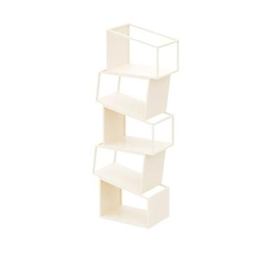 Imagem de GRFIT Estante criativa prateleira de armazenamento de chão sala de estar canto simples para casa estante de canto quarto prateleira de armazenamento de ferro (cor: branco, tamanho: G)