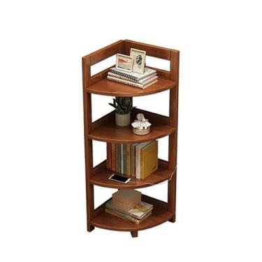 Imagem de Estante de canto de madeira maciça, prateleira de armazenamento simples para casa, quarto, cabeceira de estudante, estante de armazenamento multicamadas