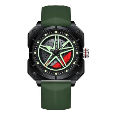 Imagem de Forrader Relógio masculino com roda de carro, relógio esportivo quadrado de quartzo à prova d'água, relógio de pulso masculino de aço inoxidável com aro giratório de carro, design de cubo giratório