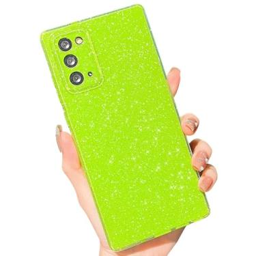 Imagem de MINSCOSE Capa compatível com Samsung Galaxy Note 20 5G, linda capa fina com glitter, fina, à prova de choque, TPU brilhante, para meninas e meninas para Galaxy Note 20 de 6,7 polegadas - verde neon