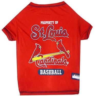Imagem de Camiseta MLB Saint Louis Cardinals Dog, PP – Camiseta licenciada para equipe de animais de estimação colorida com logotipos do time