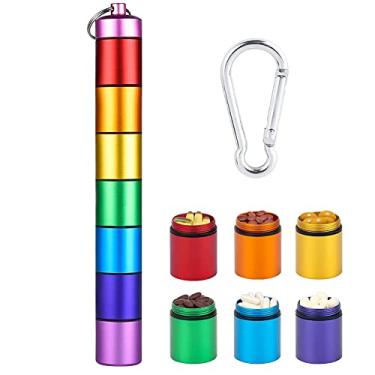 Imagem de Tvoip Porta-comprimidos portátil, impermeável, 7 dias, recipiente para comprimidos de viagem, porta-comprimidos portátil, organizador de comprimidos hermético diário, para acampamento e viagens ao ar