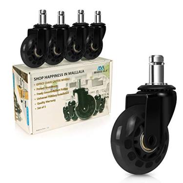 Imagem de Rodinhas giratórias para cadeira de escritório, 6,3 cm de substituição para pisos de madeira, rodas macias e silenciosas para cadeira de 2,5 cm x 2,2 cm, ajuste universal para Herman Miller Office, jogos, cadeiras de mesa
