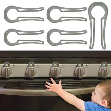 Imagem de Trava de botão de fogão para segurança infantil (pacote com 5), capas de segurança para maçanetas de forno para crianças e animais de estimação (cinza)