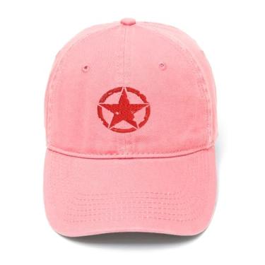 Imagem de L8502-LXYB Boné de beisebol masculino bordado estrela militar militar algodão lavado, rosa, 7 1/8