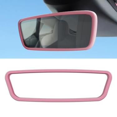 Imagem de Hirificing Acabamento de espelho retrovisor rosa para Tesla Model 3 Y X S Semi 2014-2024, protetor de espelho retrovisor interno de silicone para moldura de borda de tela de decoração, acessórios de