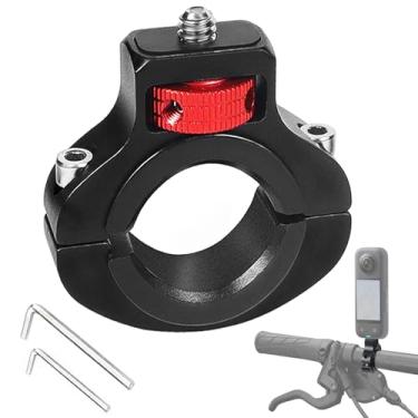 Imagem de Niewalda Suporte de guidão de bicicleta/motocicleta de alumínio para GoPro, Insta360, DJI Osmo e luz de enchimento, 360 graus, suporte de câmera de motocicleta rotativo, reforço lateral antirreverso