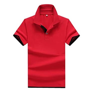Imagem de Polos de golfe masculinos, camiseta de tênis com emenda de algodão, secagem rápida, leve, esportiva, respirável(Color:Red,Size:M)