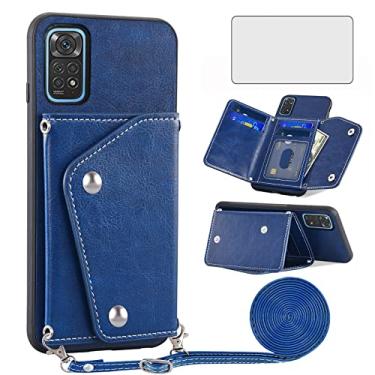 Imagem de Asuwish Capa de telefone para Xiaomi Redmi Note 11S/11 4G capa carteira com protetor de tela de vidro temperado e suporte para cartão de crédito alça transversal suporte celular de couro Redme Note11