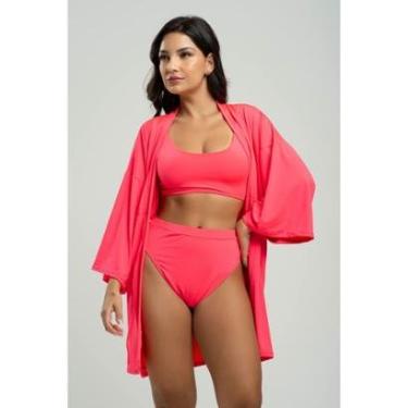 Imagem de Saída de Praia Kimono Manga Longa Feminino Proteção Solar Uv 50+ Moda Praia-Feminino