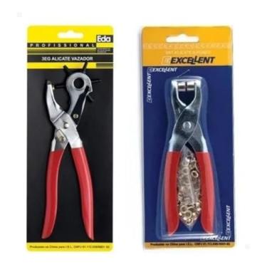 Imagem de Kit Alicate Vazador Furador de Couro + Alicate Para Ih?s Com 100 Unidades de Ilh?ses Eda