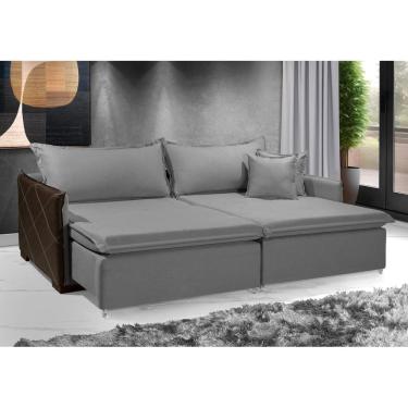 Imagem de Sofá Sem Caixa Retrátil Reclinável MÔNACO 2,40m ESTILO ESTOFADOS - França Linhosoft COR "Cinza"