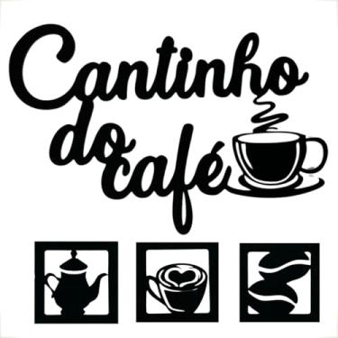 Imagem de Plaquinha Cantinho do Café Em Mdf Pintado Preto Kit com 3 Plaquinhas + 1 Letreiro