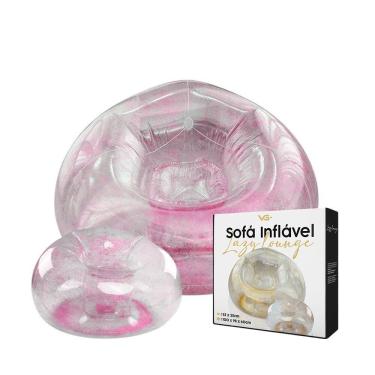 Imagem de Poltrona Inflável Lazy Lounge Glitter com Puff Vg Plus Rosa