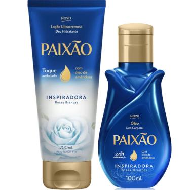 Imagem de Kit Paixão Inspiradora Rosas Brancas Hidratante Corporal Bisnaga + Óleo Corporal