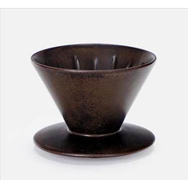 Imagem de globe faith Cafeteira de cerâmica, gotejador de café retro, gotejador manual portátil, filtro de cone pourover para acampamento, viagem, escritório, família, porção única, marrom cobre antigo