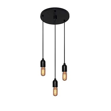 Imagem de Luminária Pendente Retro Suporte para Lâmpada não Inclusa, Vivare Iluminação, Pendente4162/3 NPR, Preto, Pequeno