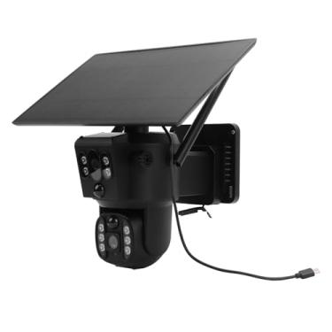 Imagem de Câmera de Segurança Solar, Câmera Externa Solar 8MP 4K Lente Dupla Visão Noturna Em Cores Completas Conversa Bidirecional Detecção Humana IP55 Resistente à água