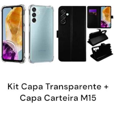 Imagem de Kit Capa Capinha Transparente + Capa Carteira Preta Para Samsung Galax