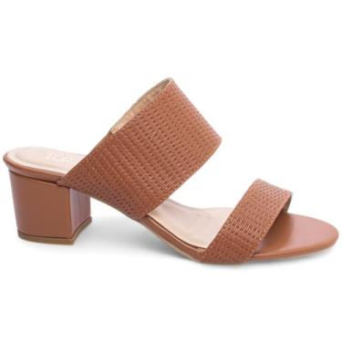 Imagem de Sandália Tamanco Feminino Salto Médio Baixo Bloco Grosso 5cm Torricella (Caramelo, BR, Adulto, Numérico, 36)