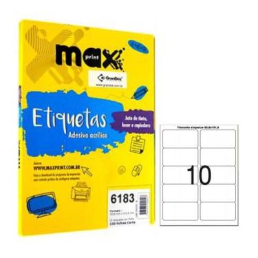 Imagem de Etiqueta Auto Adesiva Papel Carta 10 Etiquetas por Folha Pacote com 10