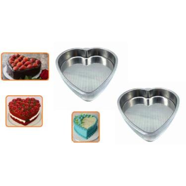 Imagem de Assadeira Tabuleiro Forma De Bolo Coração Alumínio Polido Anti-mancha 