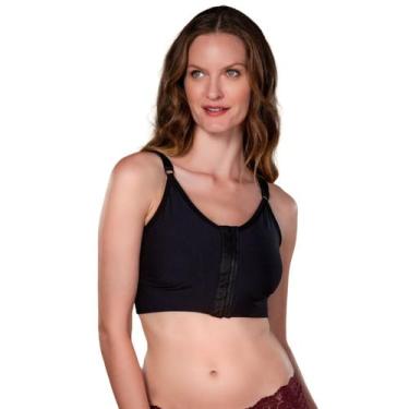 Imagem de Sutiã Pós-cirúrgico Sem Costura Longo Tecido Emana New Form, M, Preto