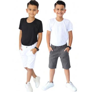 Imagem de Kit 2 Bermudas Sarja jeans Masculina Infantil Confortável Infantil - E
