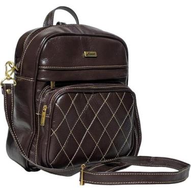 Imagem de Mochila Pequena Feminina Em Couro Legitimo Bolsa Vintage Pratica Facul