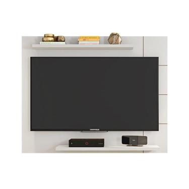 Imagem de Painel Home p/ TV até 58 Pol Cross c/ Prateleiras 135x108cm Branco - Caemmun