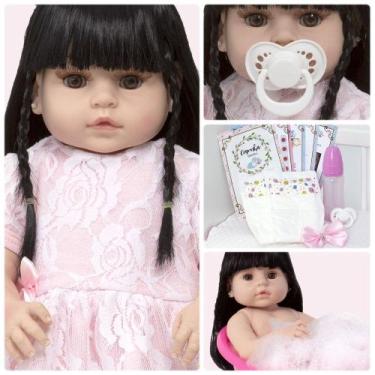 Imagem de Bebe Reborn Bonita 100% Silicone Olhos Castanhos Enxoval - Cegonha Reb
