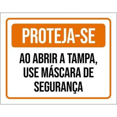 Imagem de Placa De Sinalização - Proteja-Se Ao Abrir Tampa 36X46 - Sinalizo