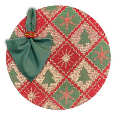 Imagem de Kit Mesa Posta Completo Sousplat Jantar de Natal Natalino Verde Vermel