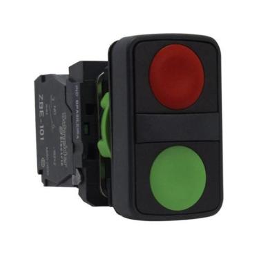 Imagem de Botão Duplo Pulsador 22mm 1NA + 1 NF XB5AA7340 Schneider, Verde e Verm