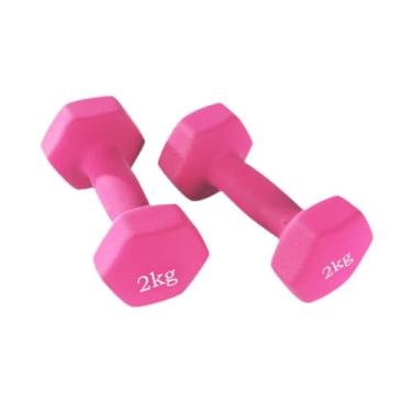 Imagem de oshhni 2x Exercício Halteres Peso de Mão para Iniciantes Multifuncional 2 kg Equipamento de Treinamento Musculação Ginásio Equipamento de Fitness, Rosa