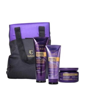 Imagem de Kit resgate imediato: shampoo + cond + masc 250g + bolsa - EUDORA