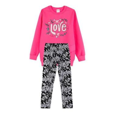 Imagem de Conjunto Infantil Menina Bebe Legging Blusa Casaco Moletom - anjo da m