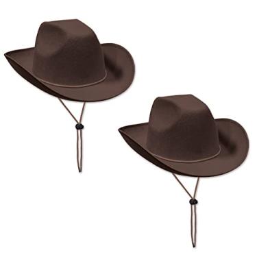 Imagem de Beistle S60309AZ2 Chapéu de cowboy de feltro, 2 peças, marrom