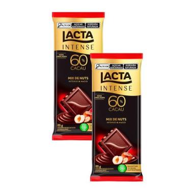 Imagem de Kit 2 Chocolate Lacta Intense 60% Cacau Mix de Nuts 85g