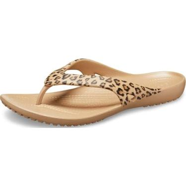 Imagem de Crocs Chinelo feminino Kadee II enfeitado | Sandálias, Leopardo/Ouro, 36