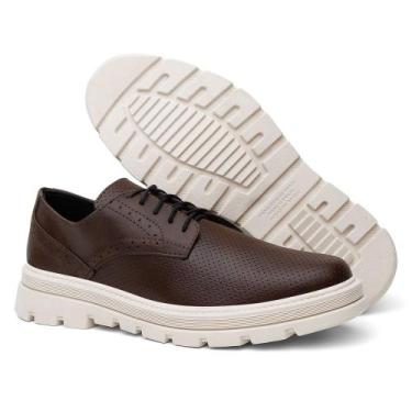 Imagem de Sapatênis Casual Masculino Cadarço Detalhes Furados Sola Tratorada Sup