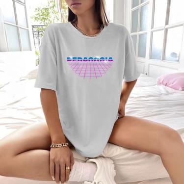 Imagem de Camisa Camiseta Feminina Estampada Pedagogia Retro 100% Algodão Fio 30