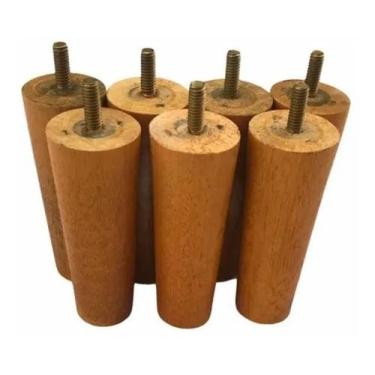 Imagem de Kit 7 Pés Para Cama Casal Solteiro Box Baú Puff 12cm Cor Mel - SL