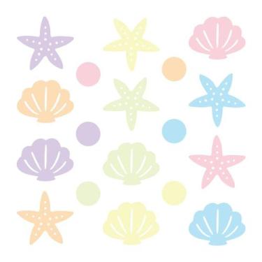 Imagem de Adesivo de Parede Infantil Conchas Tons Pastel Quarto Bebe - 212ir - A