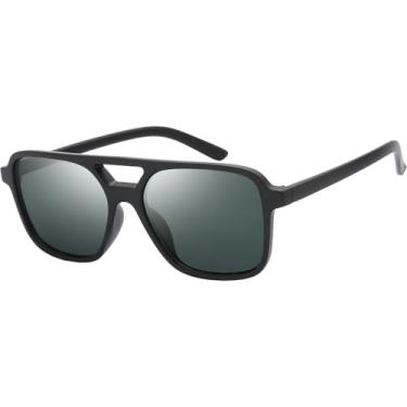 Imagem de The Fresh Óculos de sol aviador de plástico retrô vintage anos 70 feminino masculino clássico armação quadrada pequena - FR16255, 625502-preto/cinza