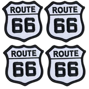 Imagem de OYSTERBOY 4 peças de placa de estrada Route 66 bordada ferro/costura