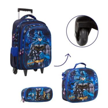 Imagem de Kit Bolsa Escolar Infantil Carrinho Batman Morcego Passeio - TOYS 2U