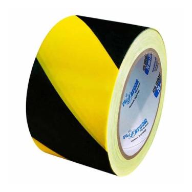 Imagem de Fita Zebrada Sinalização 200m Amarela e Preta Plastcor, 200M, Preta/Am