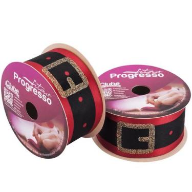Imagem de Fita de Cetim ECF005TG 22 mm - Cor 001 - Cinto Papai Noel - Rolo 10 Me