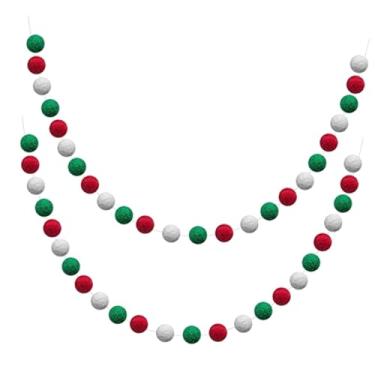 Imagem de Kuntesetty Guirlanda de Bolas de Feltro de Lã Colorida, Pompons de Lã, Guirlanda de Bolas para Parede de Natal, Guirlanda de Bolas de Feltro para O Carnaval, Chá, Estilo B